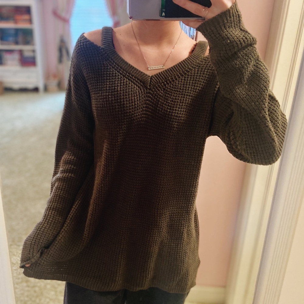 Alya Oversized Green Knit Sweater